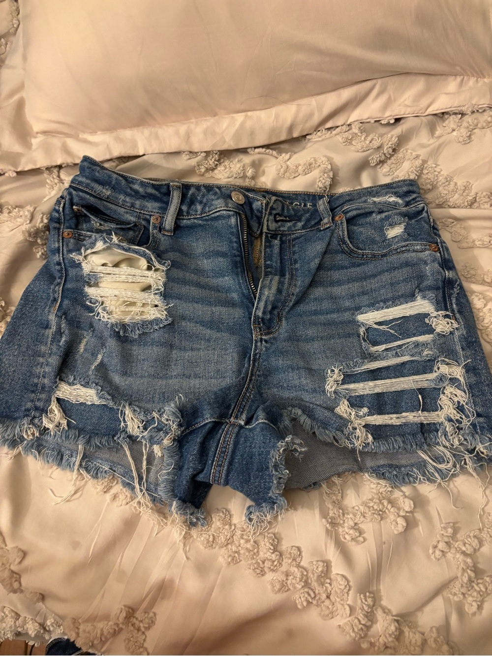 American Eagle Outfitters Distressed Denim Shorts - Blue